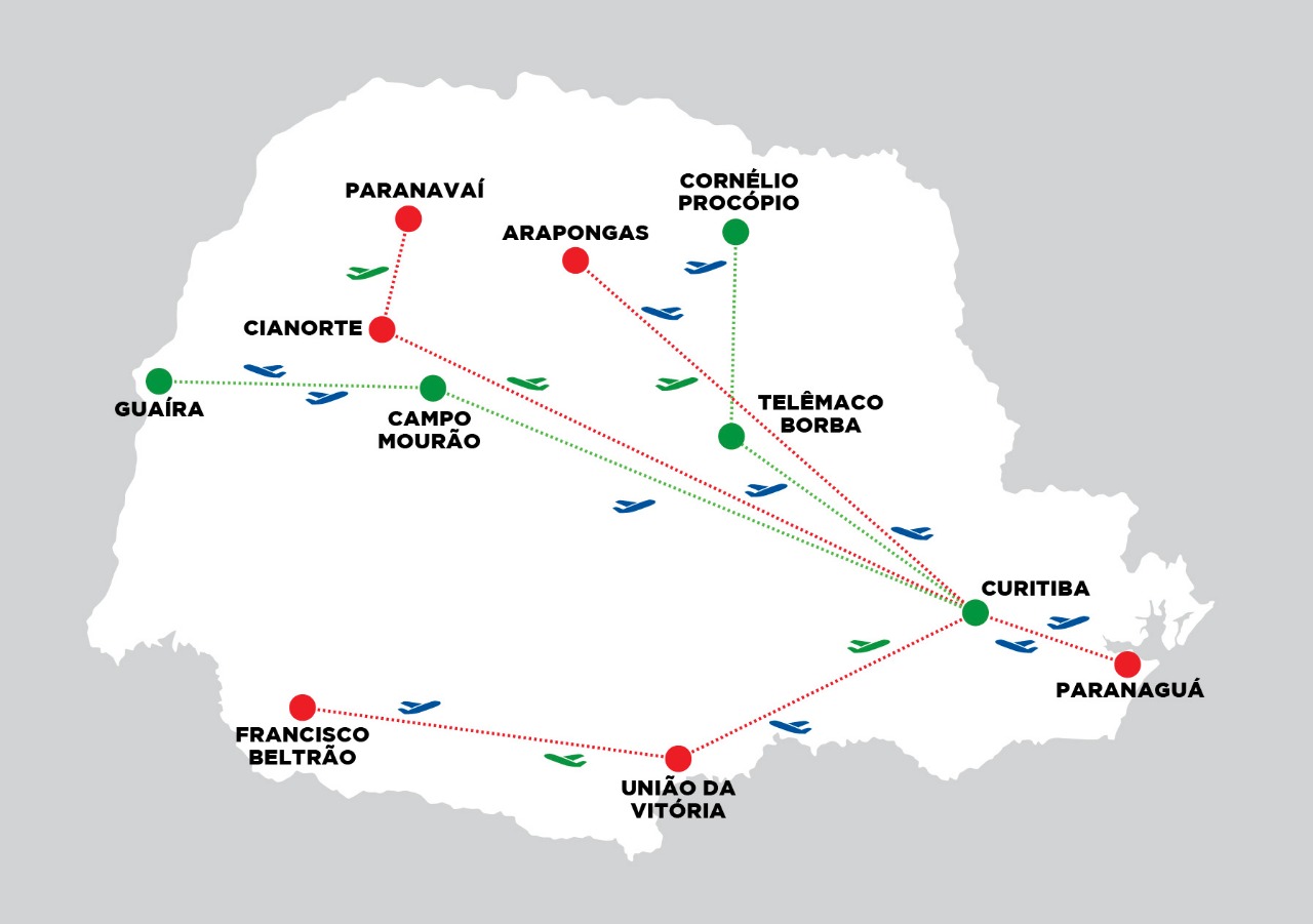 Paraná ganha 10 novas rotas de voos espalhadas pelo Estado