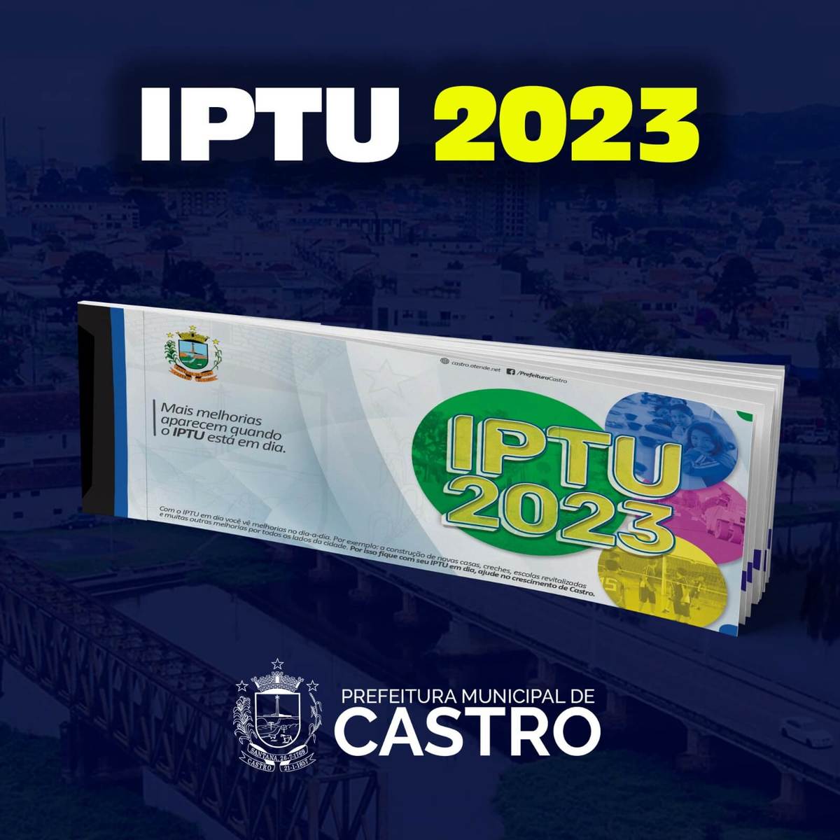 Prefeitura de Castro disponibiliza carnês do IPTU 2023 para impressão via internet
